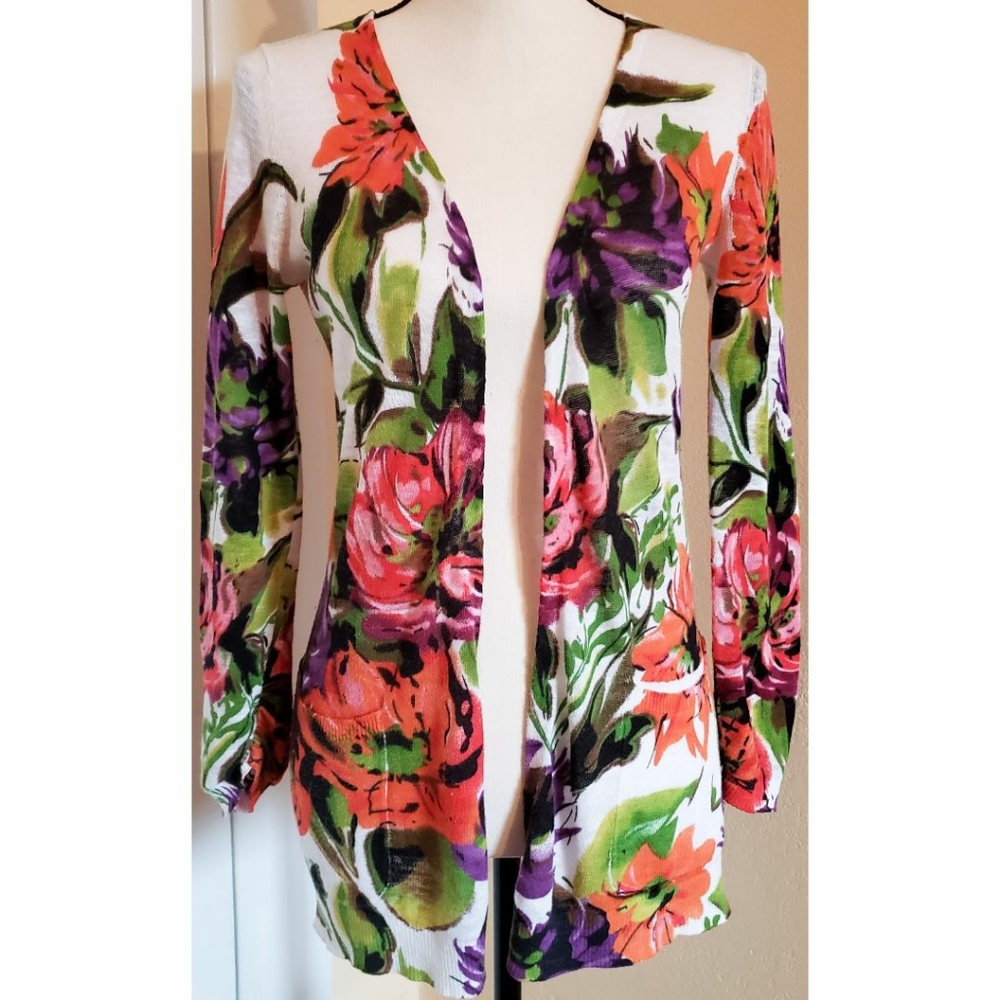 Anthropologie Guinevere Floral Cardigan Sweater